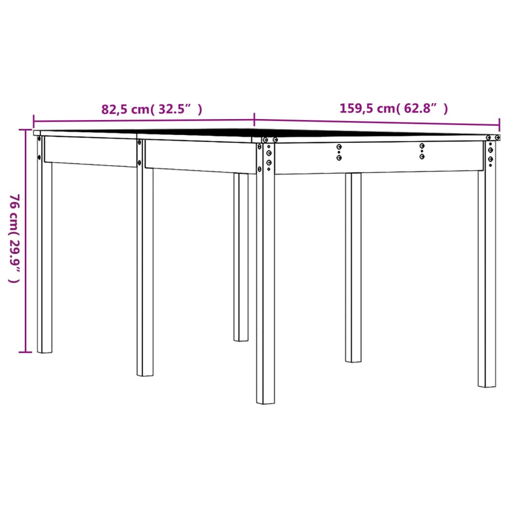 Tavolo da Giardino Bianco 159,5x82,5x76cm Legno Massello Pino - homemem39