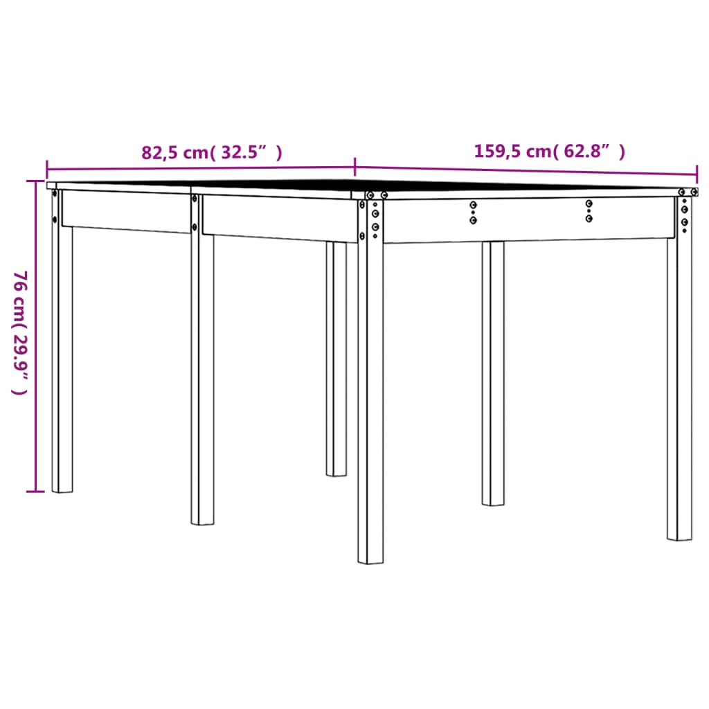 Tavolo da Giardino Ambra 159,5x82,5x76cm Legno Massello di Pino