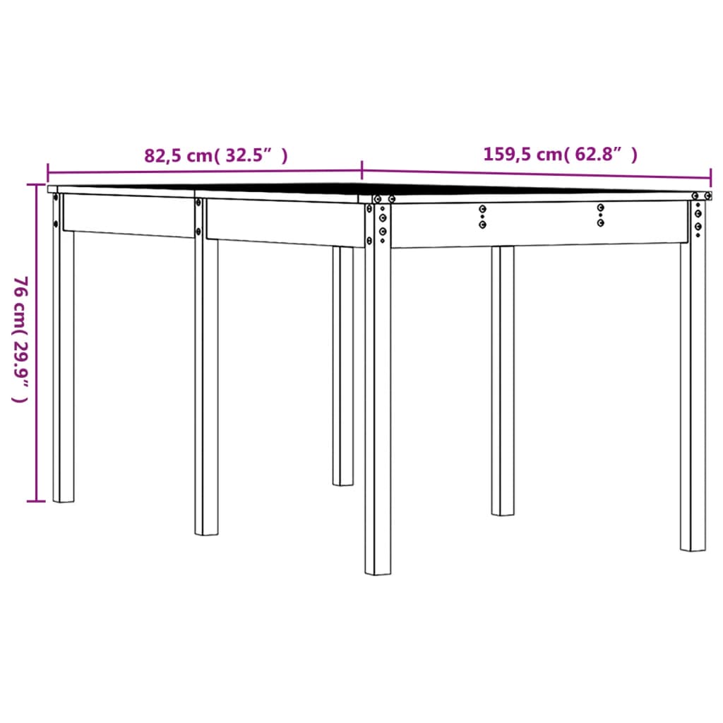 Tavolo da Giardino 159,5x82,5x76cm in Legno Massello di Douglas - homemem39