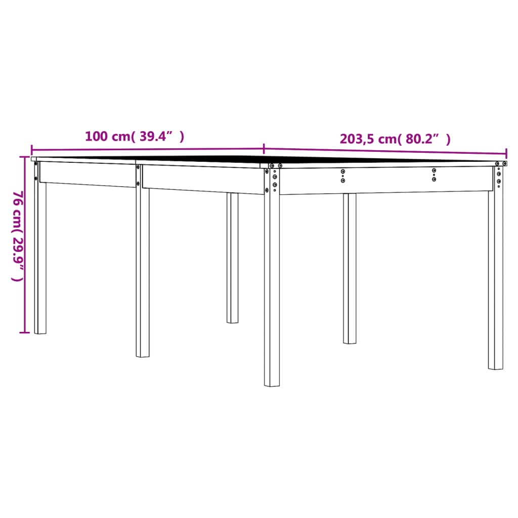 Tavolo da Giardino Bianco 203,5x100x76cm Legno Massello di Pino - homemem39
