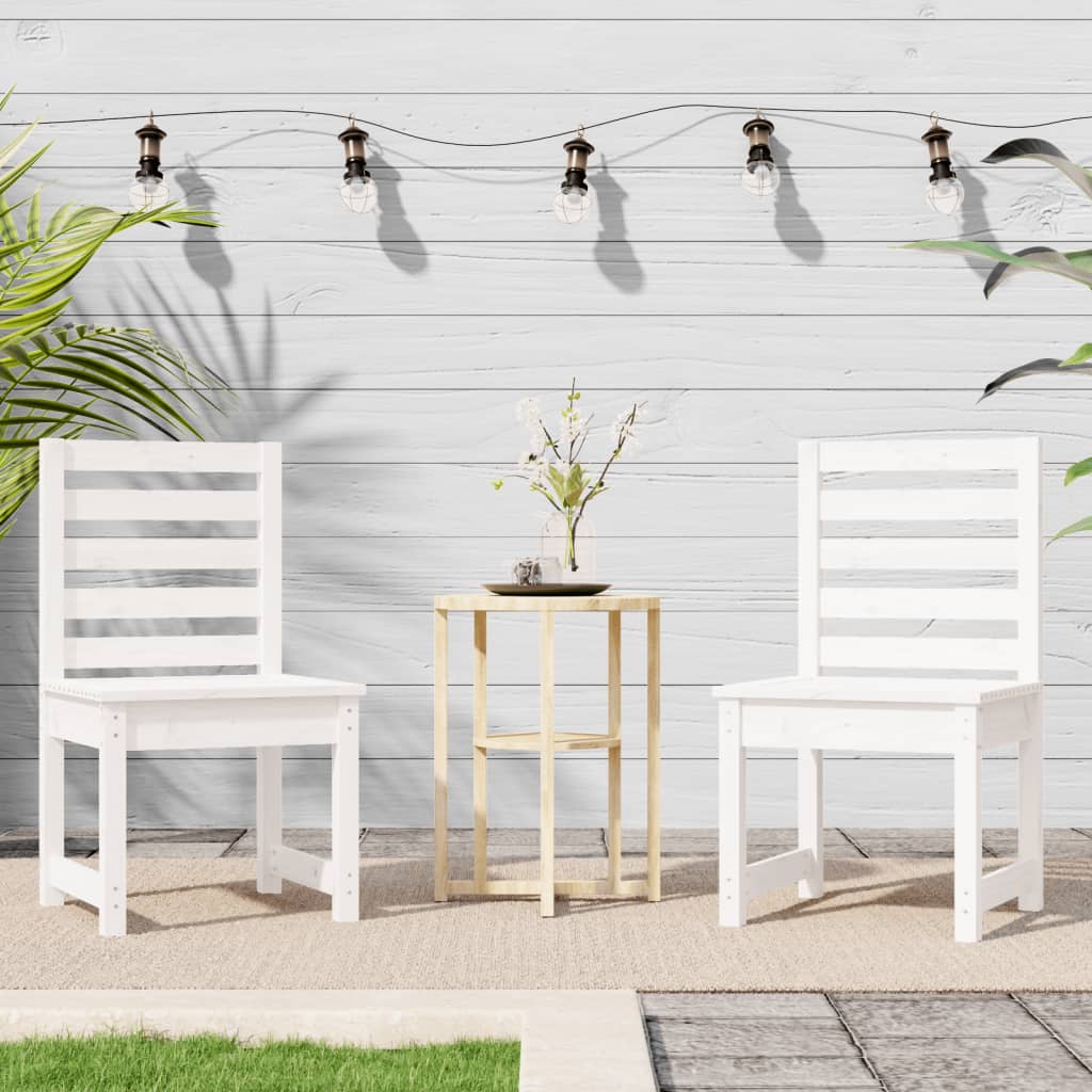 Sedie da Giardino 2pz Bianche 50x48x91,5 Legno Massello di Pino - homemem39