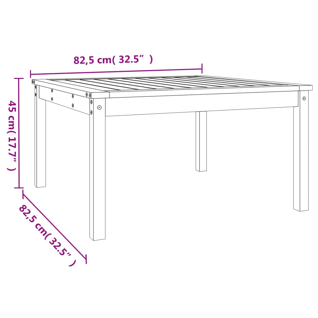 Tavolo da Giardino Grigio 82,5x82,5x45 cm Legno Massello Pino | homemem39