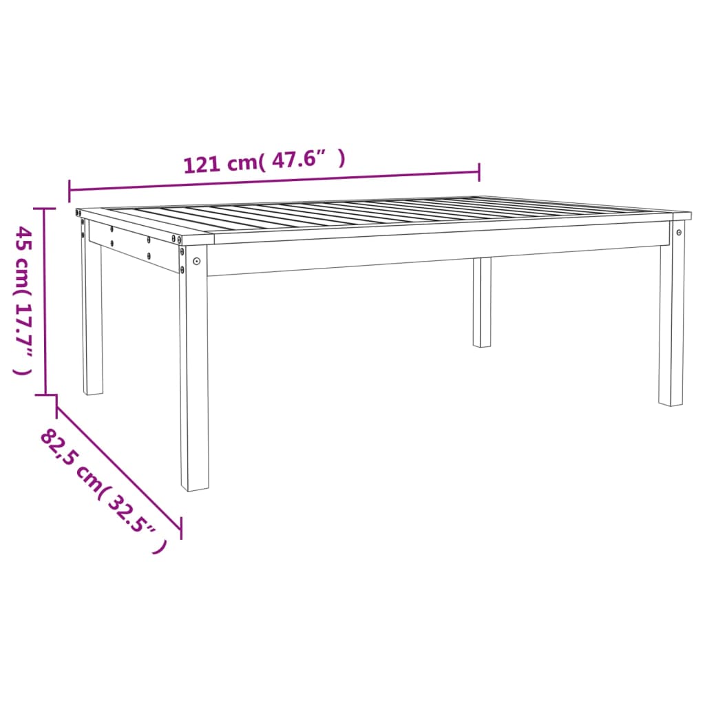 Tavolo da Giardino Bianco 121x82,5x45 cm Legno Massello di Pino | homemem39