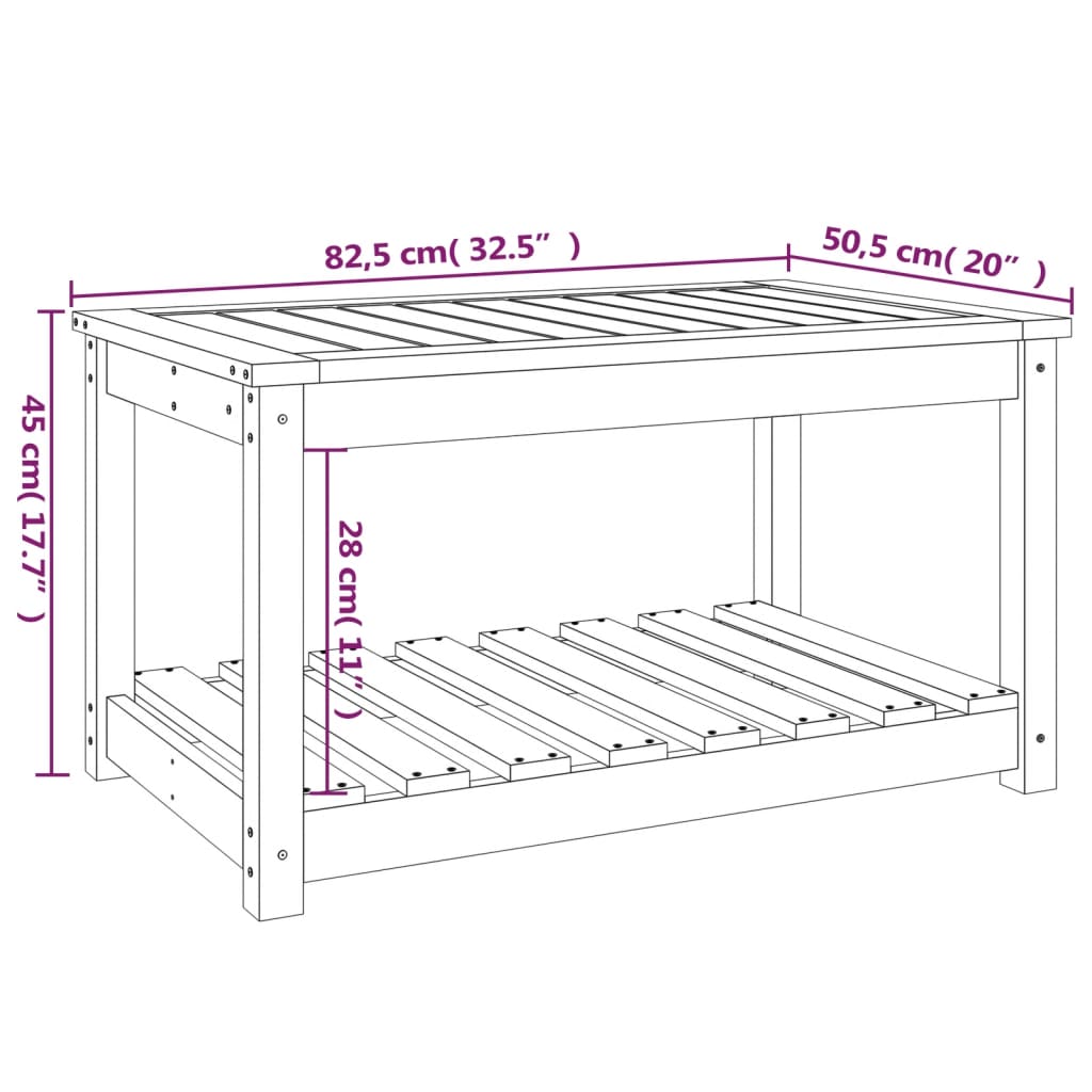 Tavolo da Giardino 82,5x50,5x45 cm in Legno Massello di Pino | homemem39