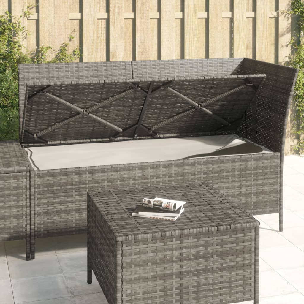 Set Divani da Giardino 3 pz con Cuscini in Polyrattan Grigio | homemem39