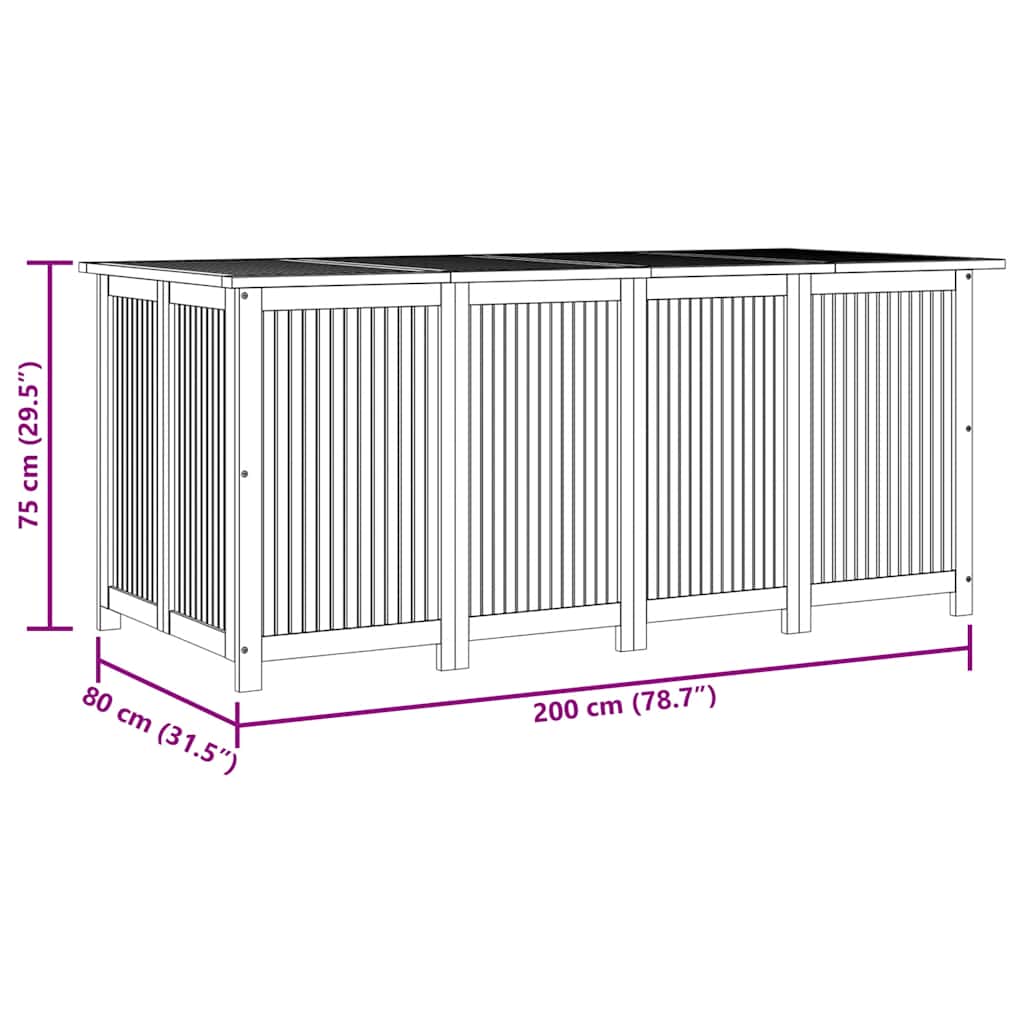 Contenitore da Giardino 200x80x75cm in Legno Massello di Acacia - homemem39