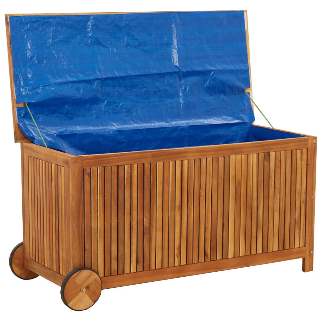 Contenitore Giardino con Ruote 113x50x58 Legno Massello Acacia - homemem39