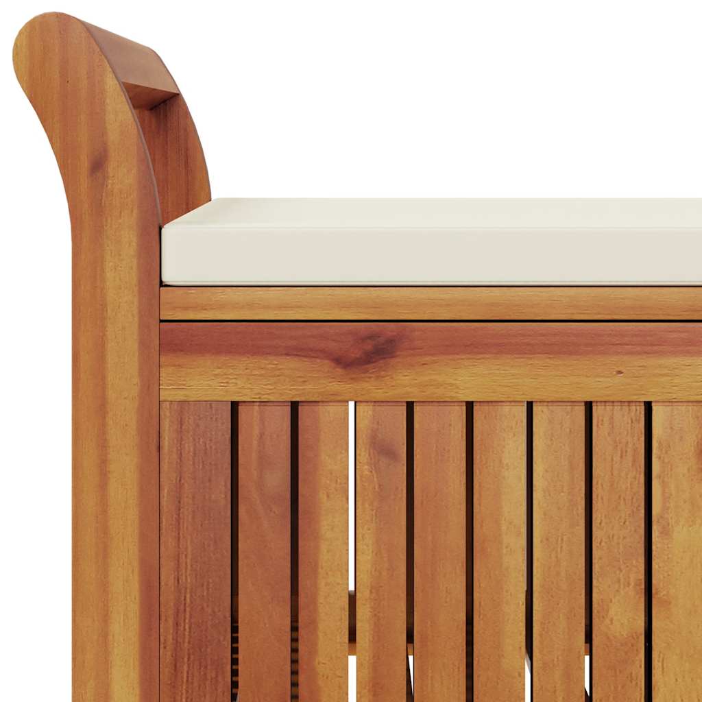 Panca Portaoggetti Giardino Cuscino 126cm Legno Massello Acacia - homemem39