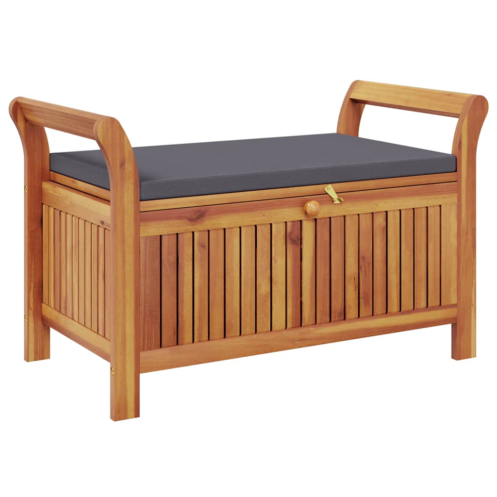 Panca Portaoggetti Giardino Cuscino 91 cm Legno Massello Acacia - homemem39