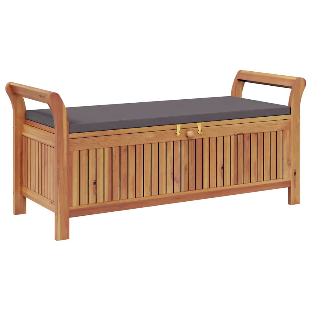 Panca Portaoggetti Giardino Cuscino 126cm Legno Massello Acacia - homemem39