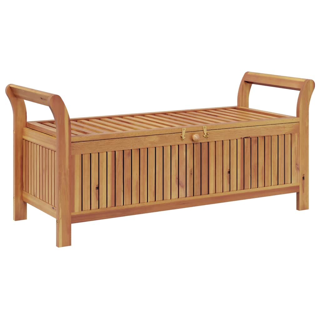 Panca Portaoggetti Giardino Cuscino 126cm Legno Massello Acacia - homemem39