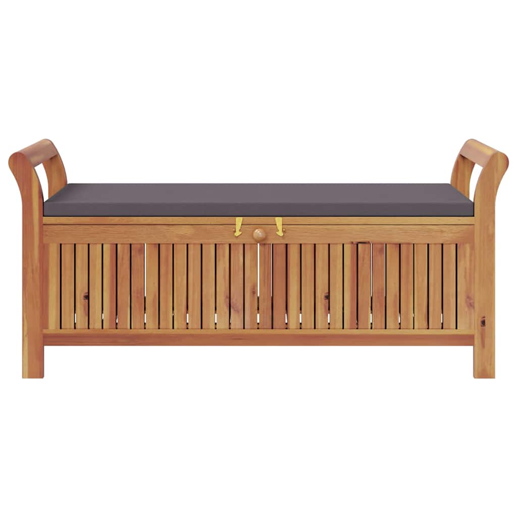 Panca Portaoggetti Giardino Cuscino 126cm Legno Massello Acacia - homemem39