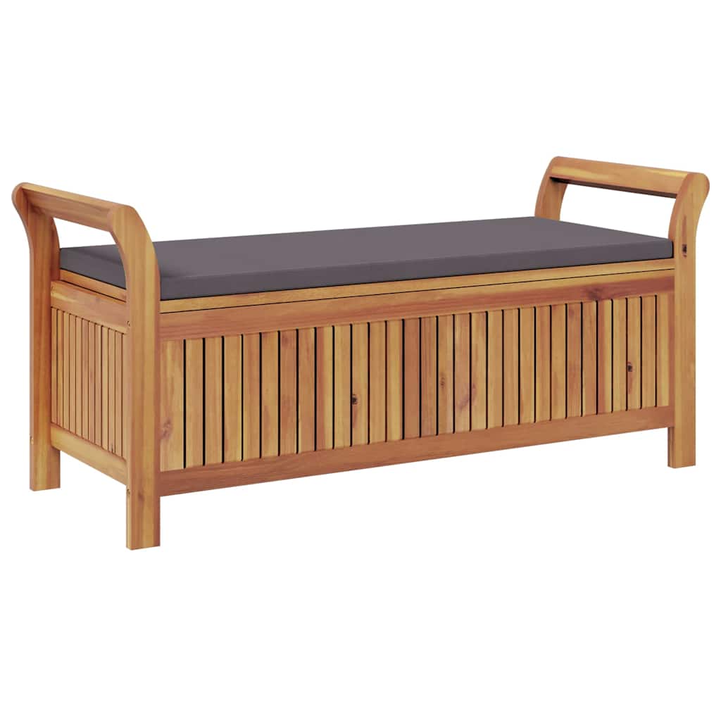 Panca Portaoggetti Giardino Cuscino 126cm Legno Massello Acacia - homemem39