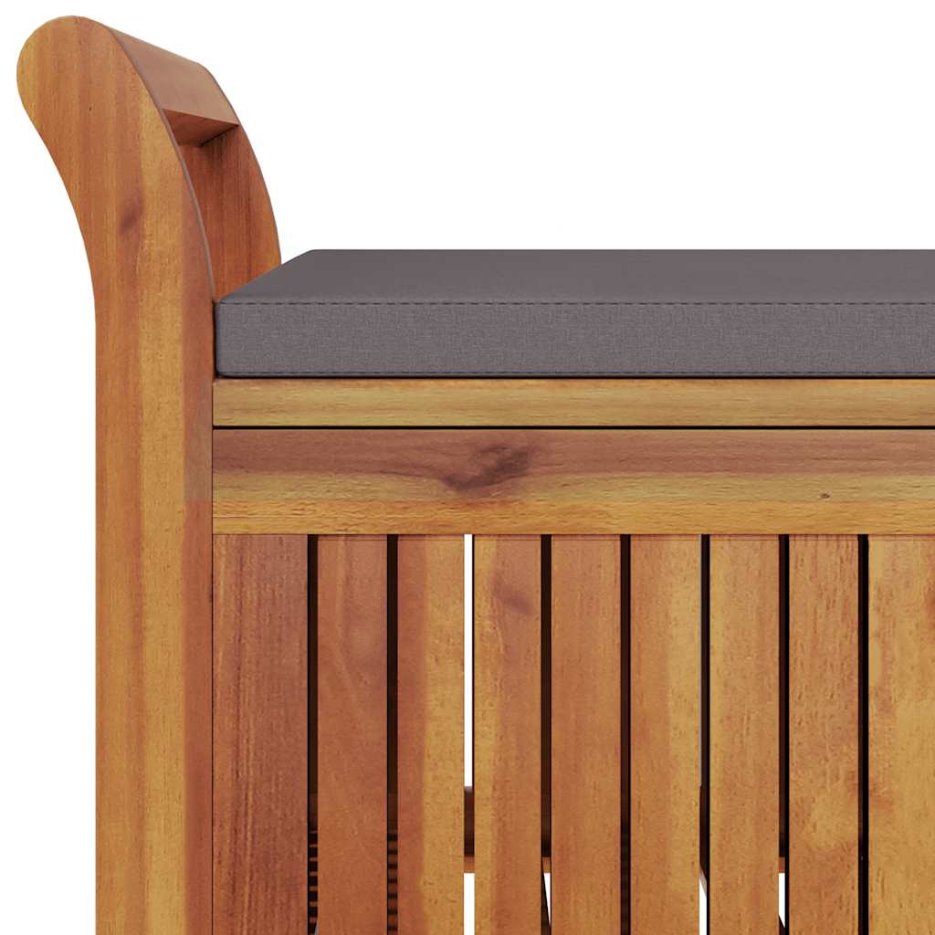 Panca Portaoggetti Giardino Cuscino 126cm Legno Massello Acacia - homemem39