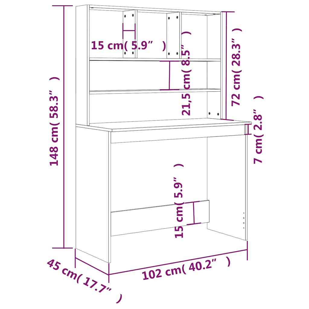 Scrivania con Mensole Nera 102x45x148 cm in Legno Multistrato | homemem39