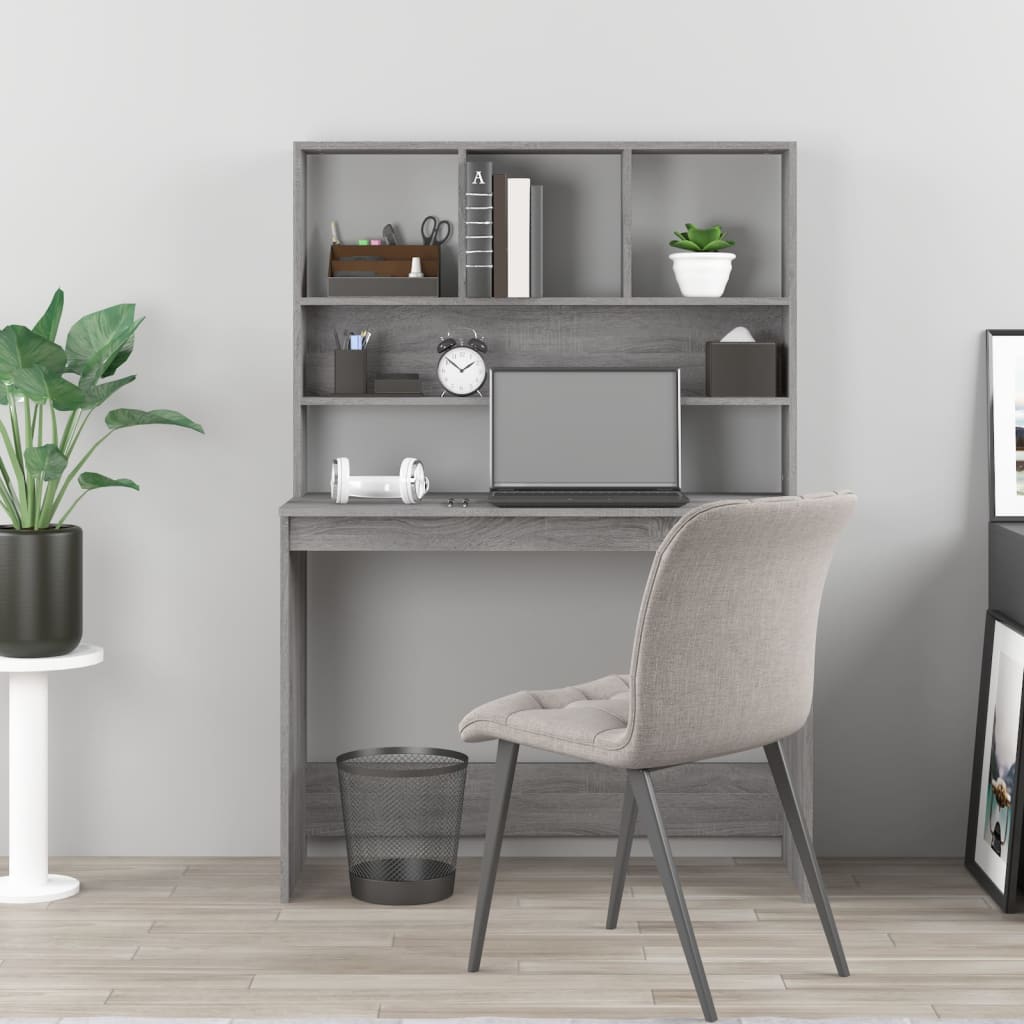 Scrivania Mensole Grigio Sonoma 102x45x148 cm Legno Multistrato - homemem39