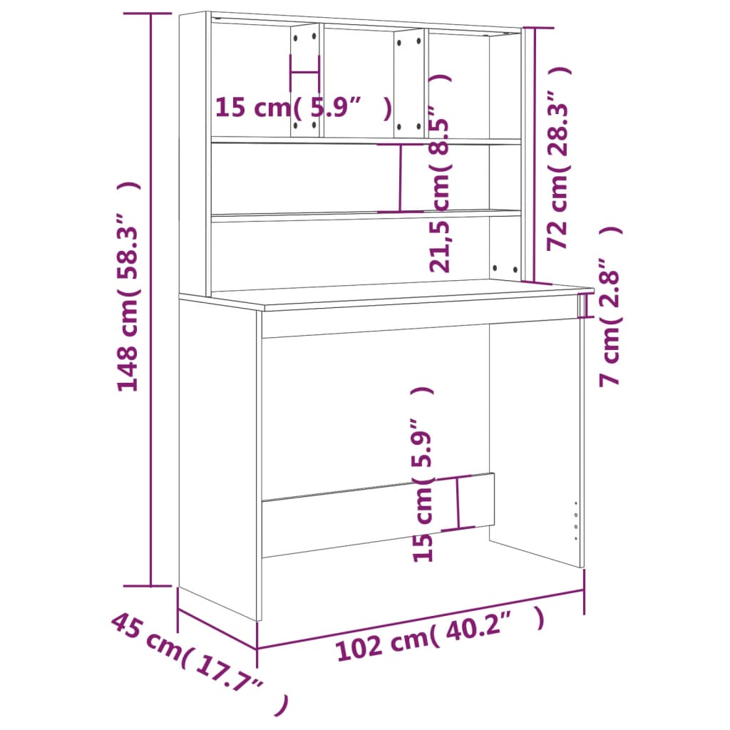 Scrivania Mensole Grigio Sonoma 102x45x148 cm Legno Multistrato - homemem39