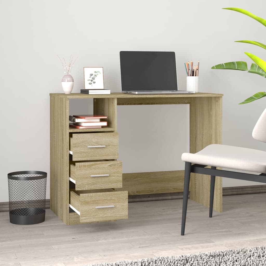 Scrivania Cassetti Rovere Sonoma 102x50x76 cm Legno Multistrato - homemem39