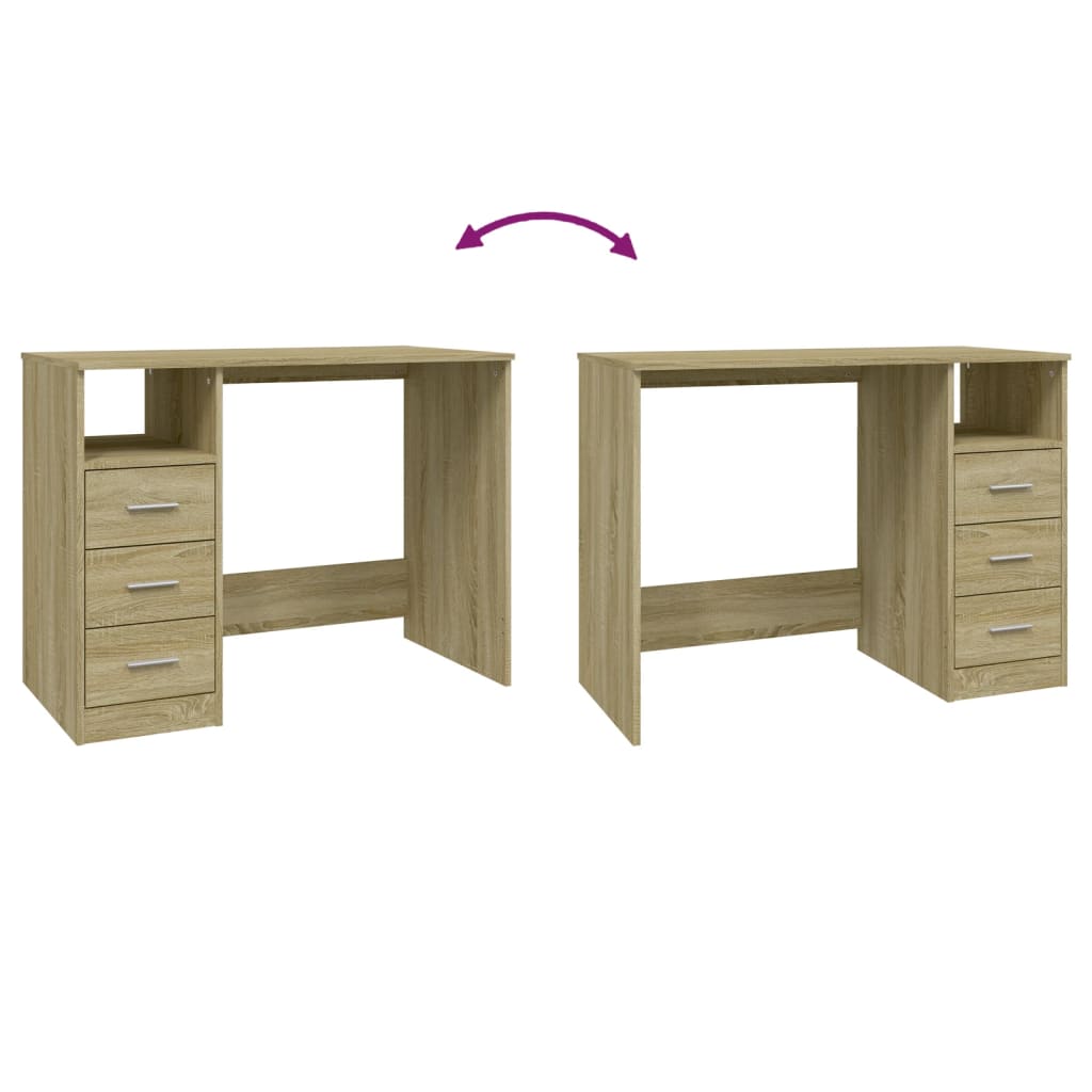 Scrivania Cassetti Rovere Sonoma 102x50x76 cm Legno Multistrato - homemem39