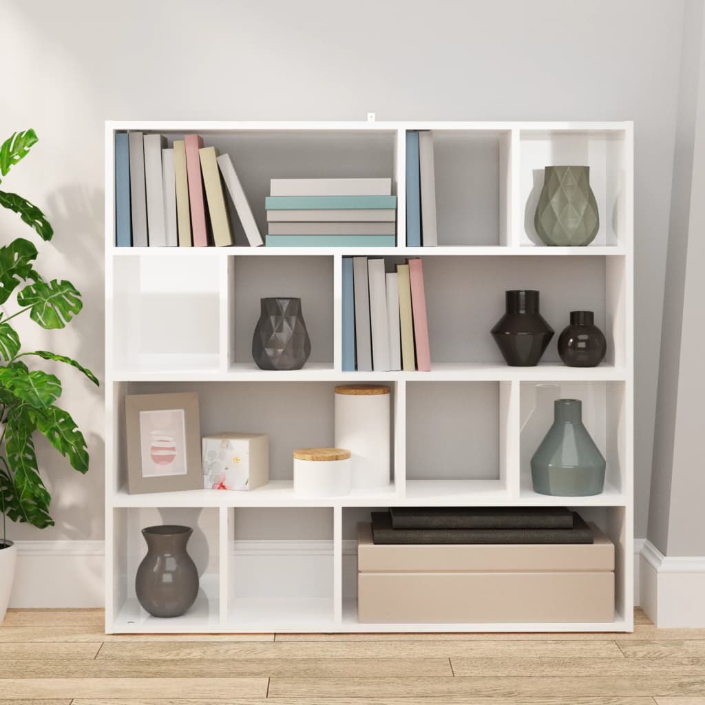 Libreria/Divisorio Bianco Lucido 105x24x102 cm - homemem39