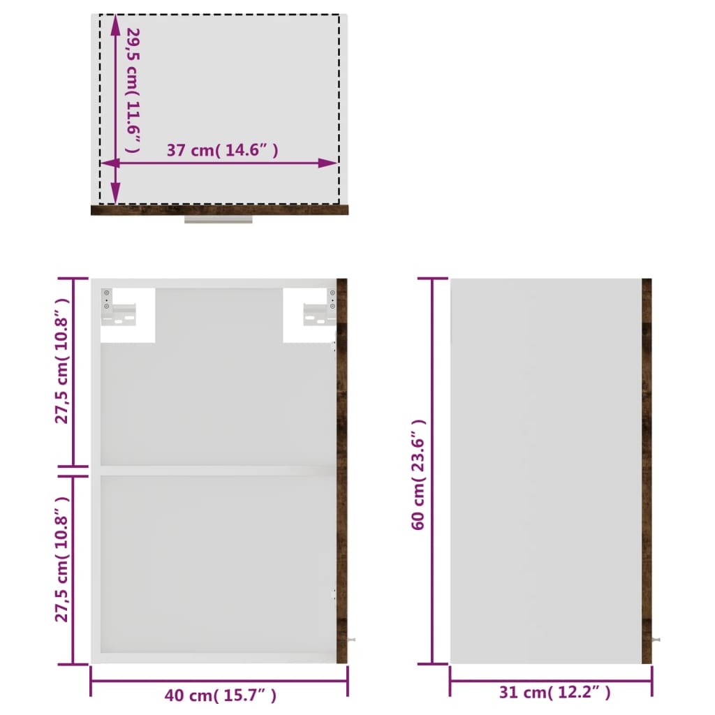 Mobile Pensile “Lyon” Vetro Rovere Fumo 40x31x60 cm - homemem39