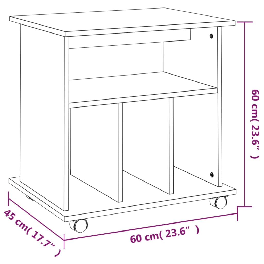 Armadietto con Ruote Grigio Sonoma 60x45x60cm Legno Multistrato | homemem39