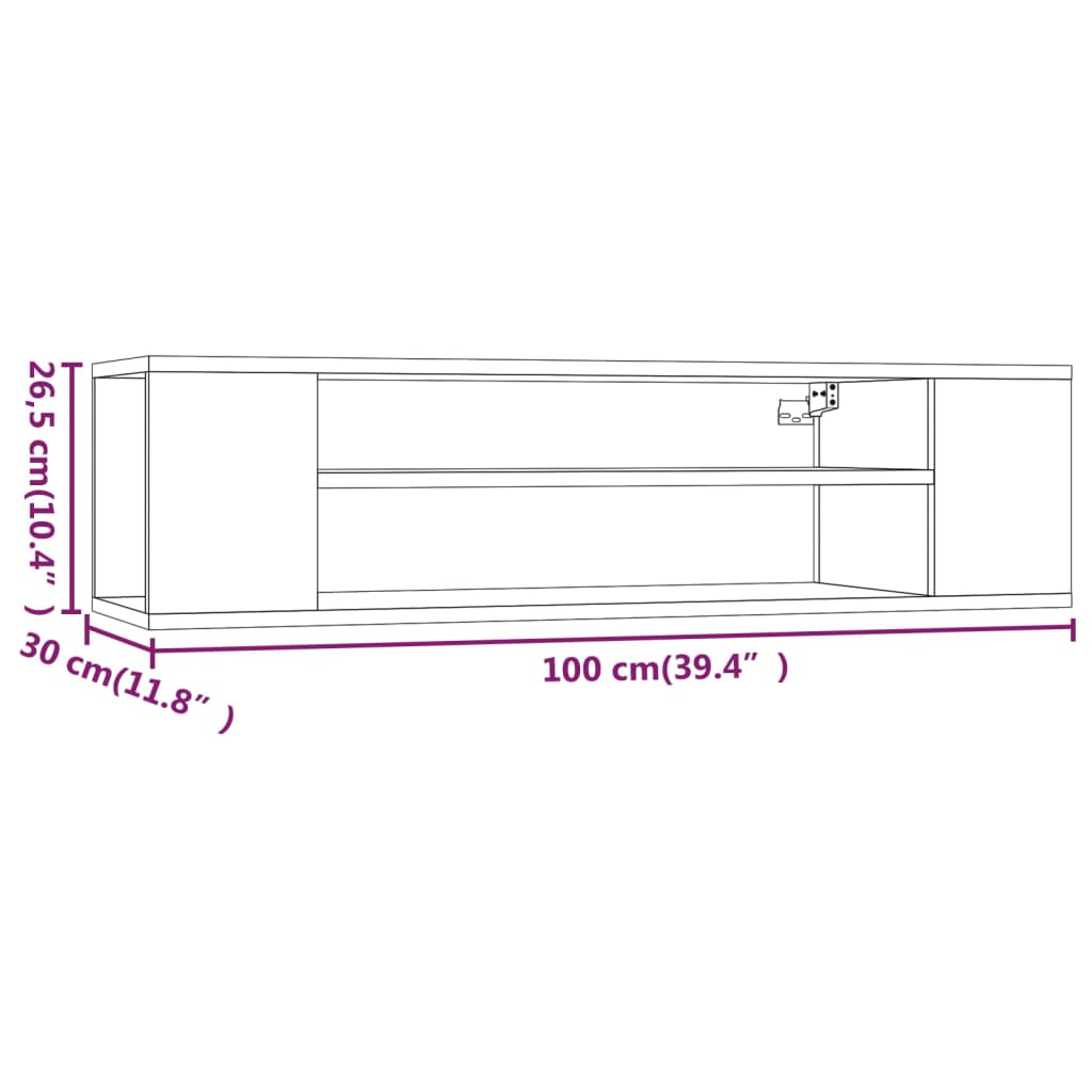 Mobile TV Pensile Rovere Fumo 100x30x26,5 cm Legno Multistrato | homemem39