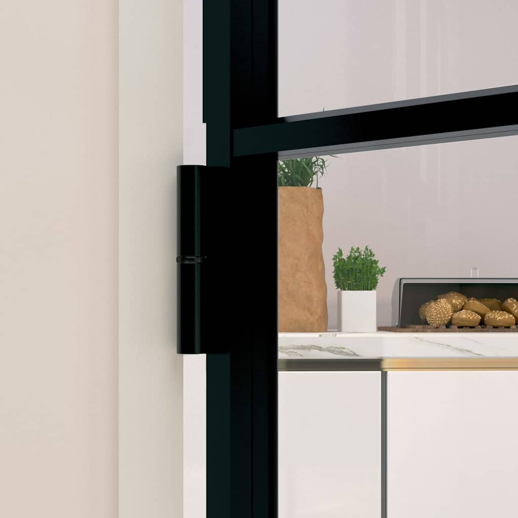 Porta Interna Nera 83x201,5cm Vetro Temperato Alluminio Sottile - homemem39