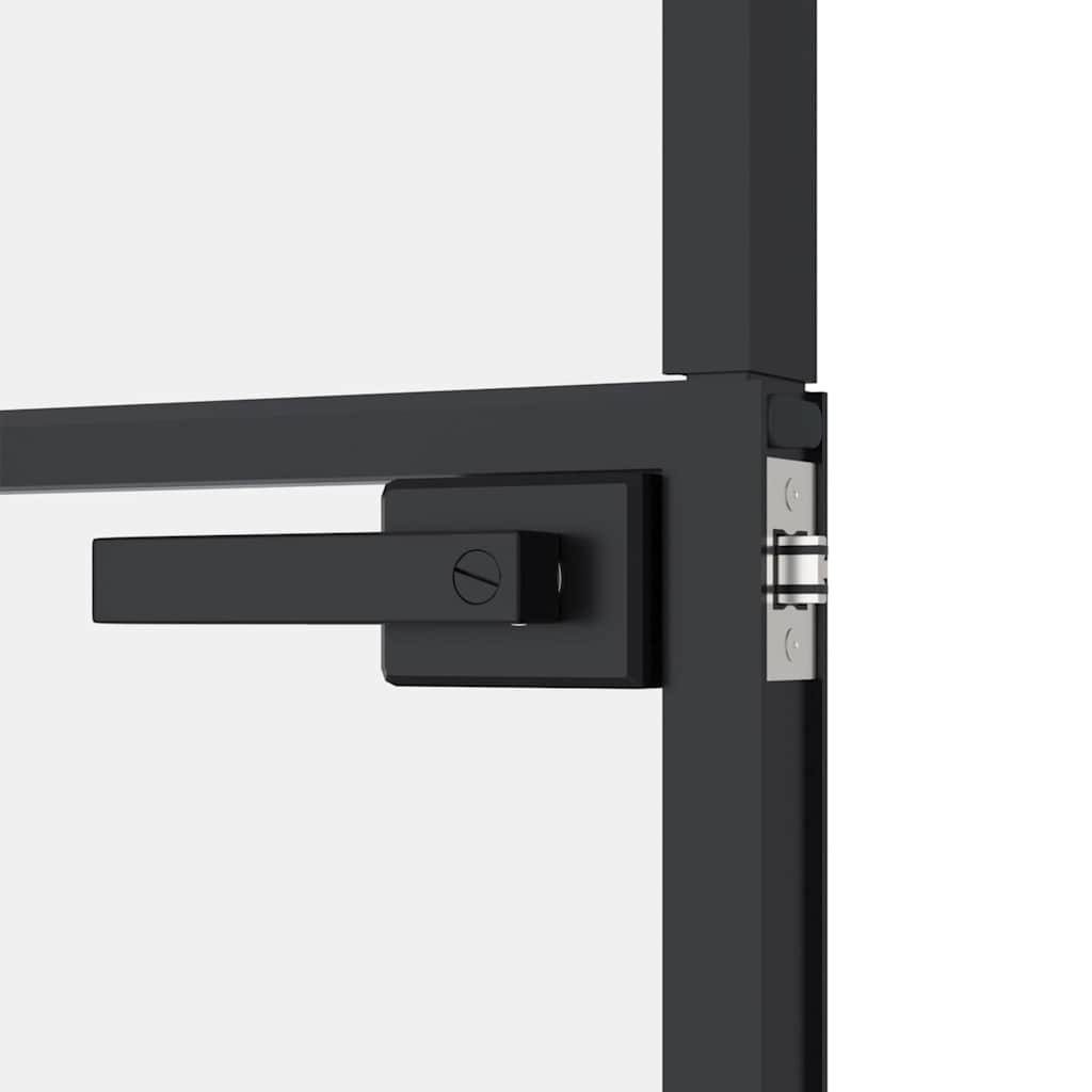 Porta Interna Nera 83x201,5cm Vetro Temperato Alluminio Sottile - homemem39