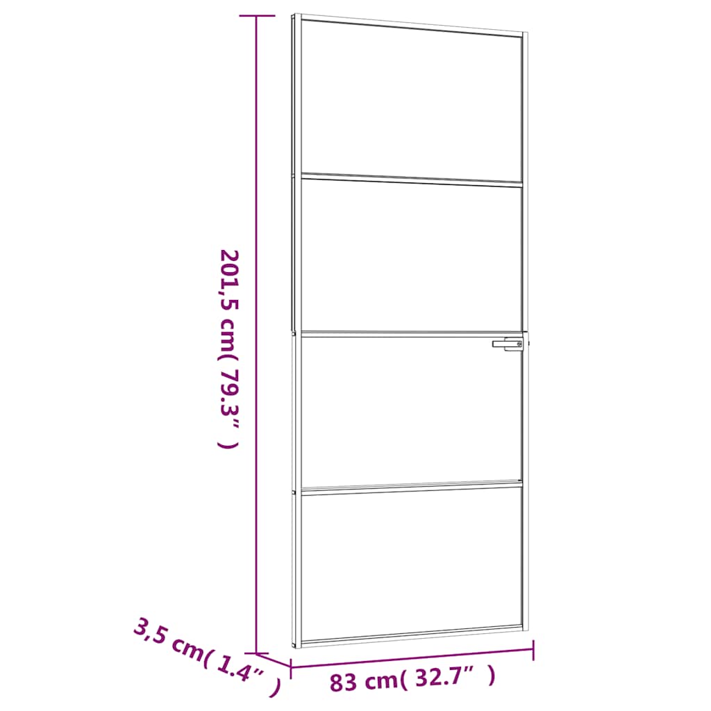 Porta Interna Nera 83x201,5cm Vetro Temperato Alluminio Sottile - homemem39