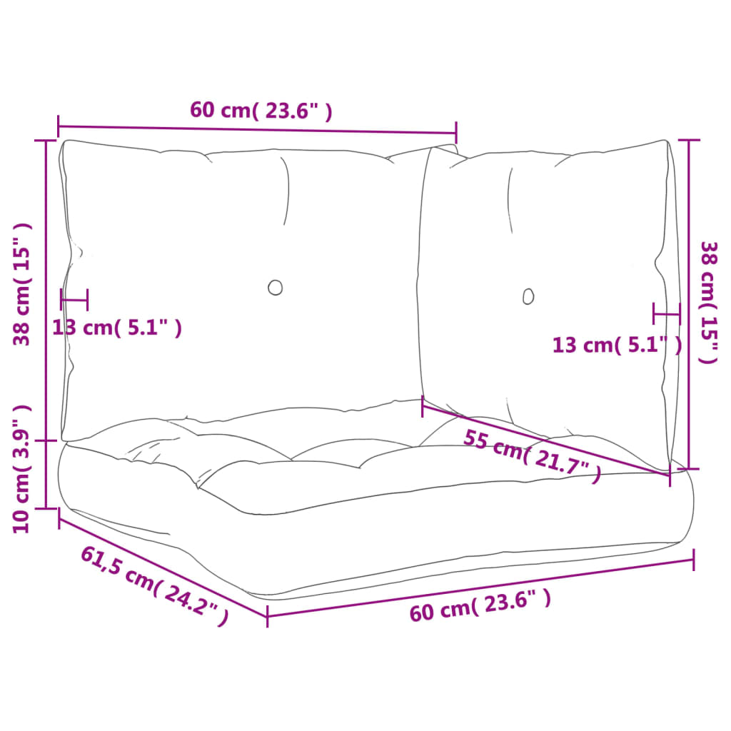 Cuscini per Pallet 3 pz Rosa in Tessuto Oxford - homemem39