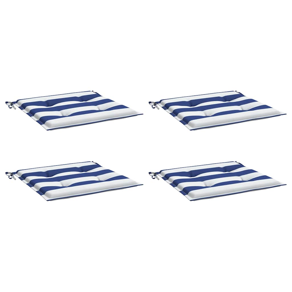 Cuscini per Sedia 2pz Strisce Bianche e Blu 50x50x4 cm Tessuto - homemem39