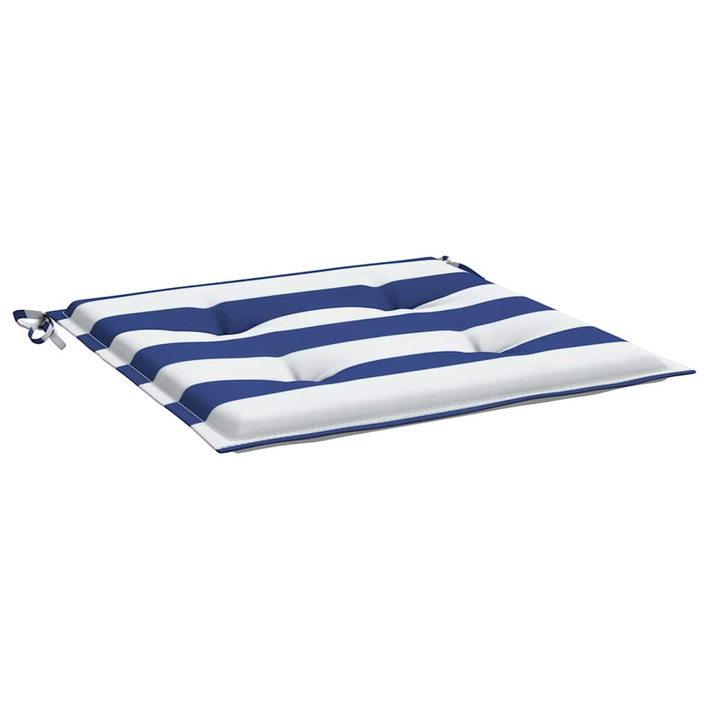 Cuscini per Sedia 2pz Strisce Bianche e Blu 50x50x4 cm Tessuto - homemem39