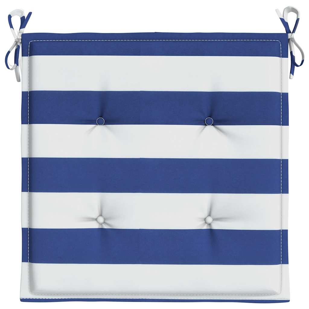 Cuscini per Sedia 2pz Strisce Bianche e Blu 50x50x4 cm Tessuto - homemem39