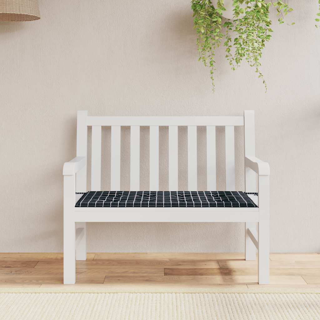 Cuscino Panca Giardino a Quadri Nero 100x50x4 cm Tessuto Oxford - homemem39