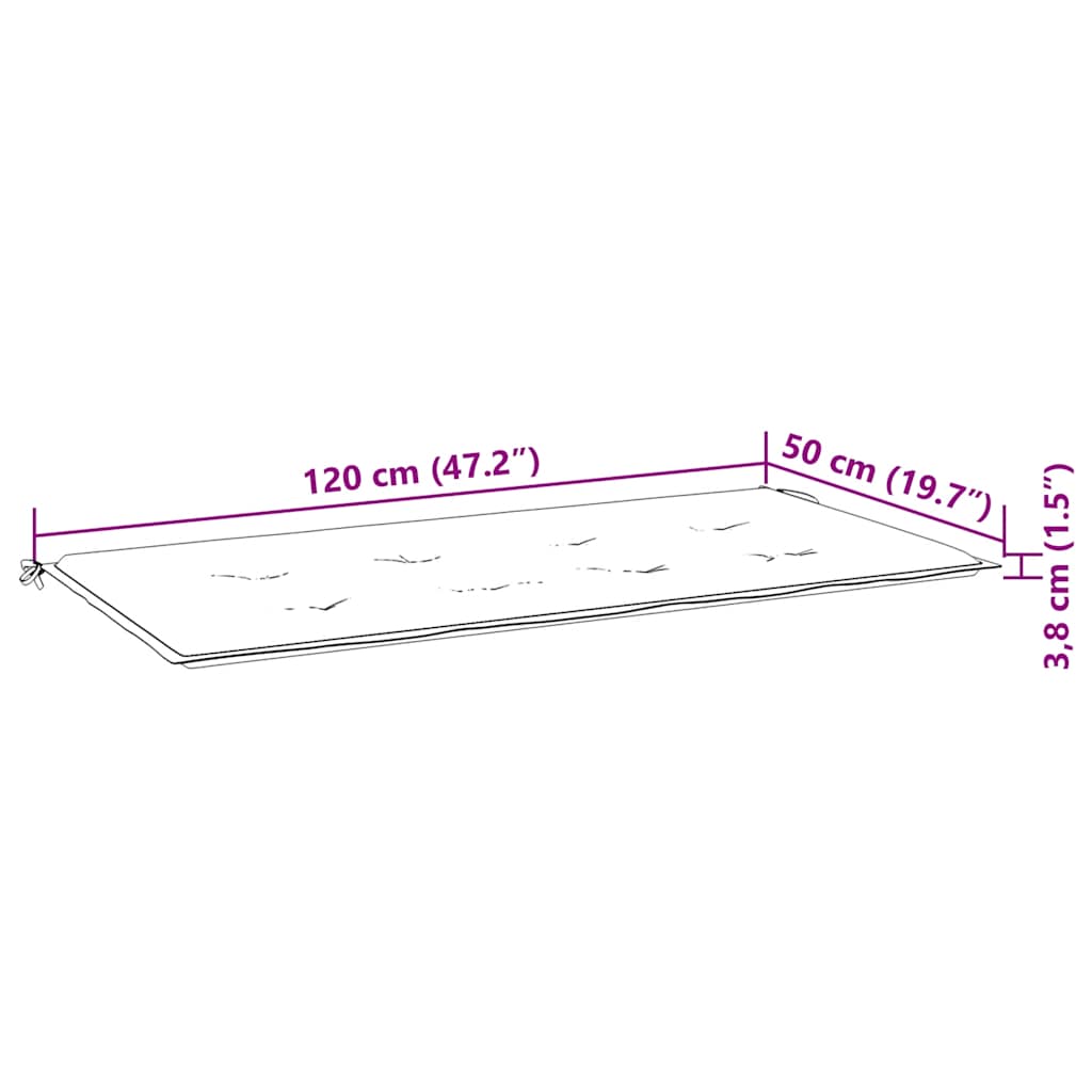 Cuscino Panca Giardino Bianco e Blu 120x50x4 cm Tessuto Oxford - homemem39