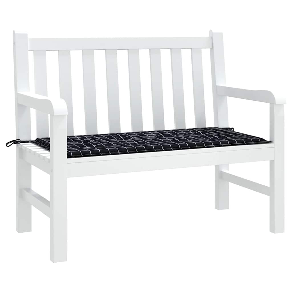 Cuscino Panca Giardino a Quadri Nero 120x50x4cm Tessuto Oxford - homemem39