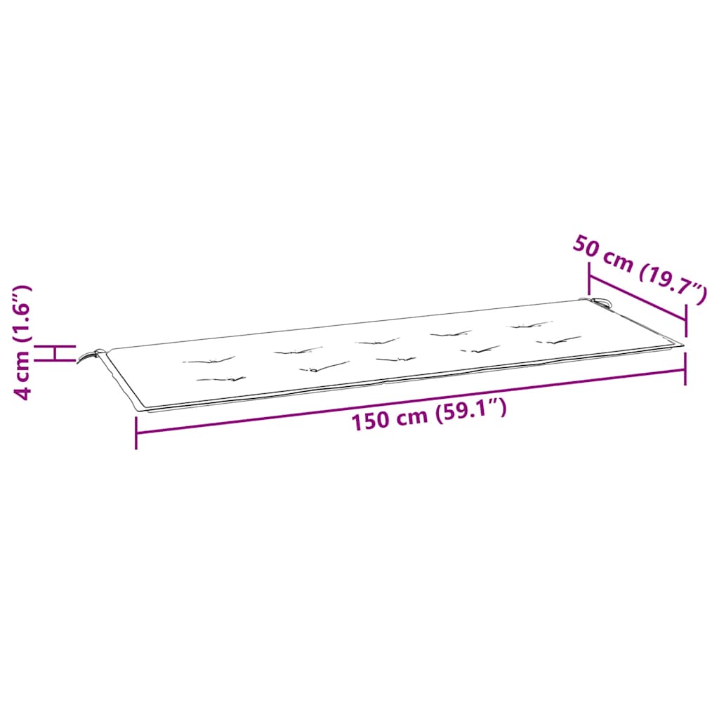 Cuscino Panca Giardino Multicolore 150x50x3cm in Tessuto Oxford | homemem39