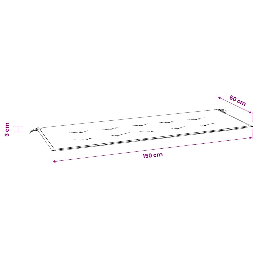 Cuscino per Panca a Foglie 150x50x3 cm in Tessuto Oxford