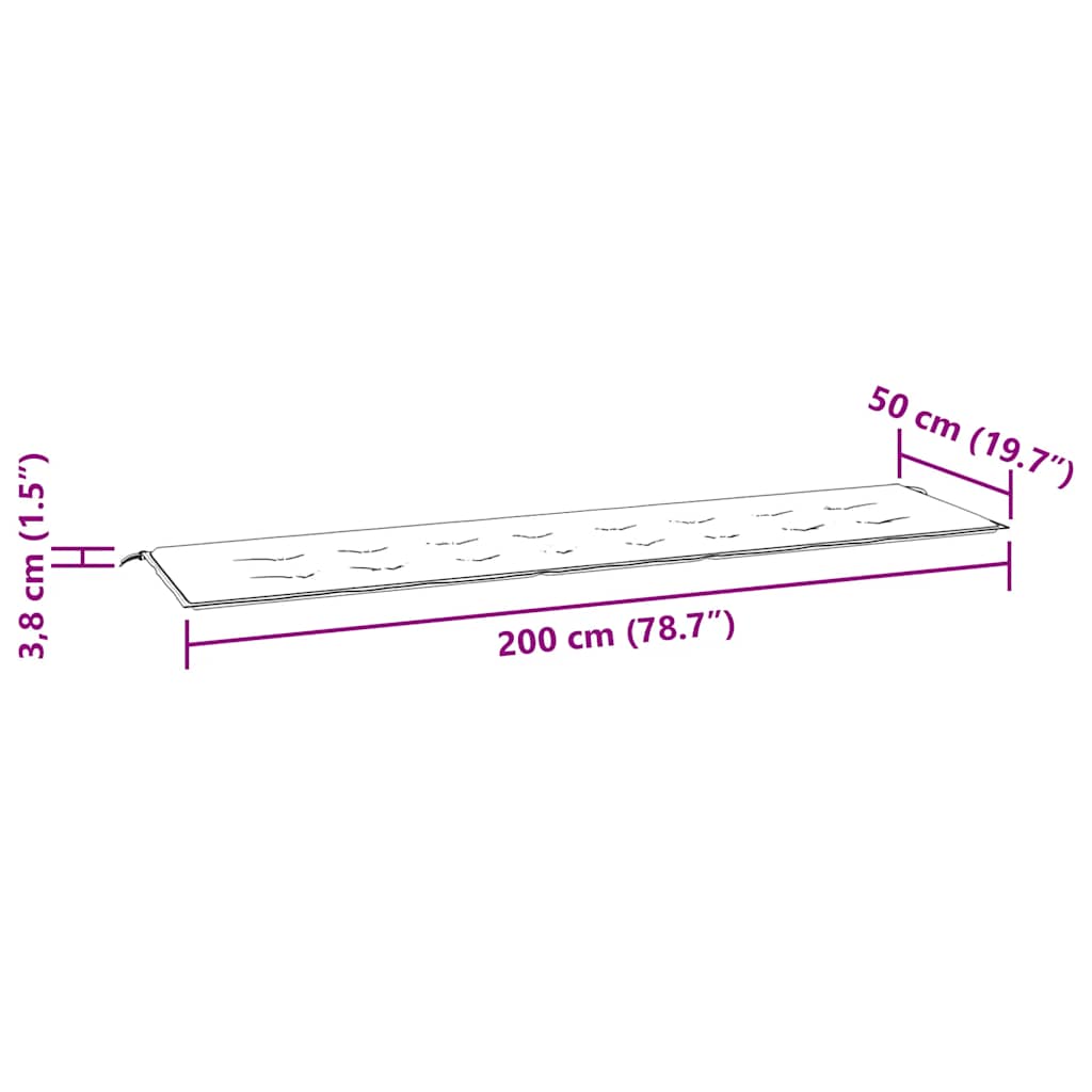 Cuscino per Panca da Giardino Multicolore 200x50x4cm in Tessuto - homemem39
