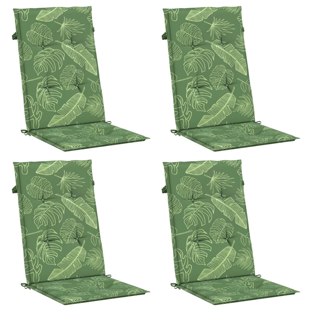 Cuscini per Sedia Schienale Alto 4 pz Motivo Foglie in Tessuto - homemem39