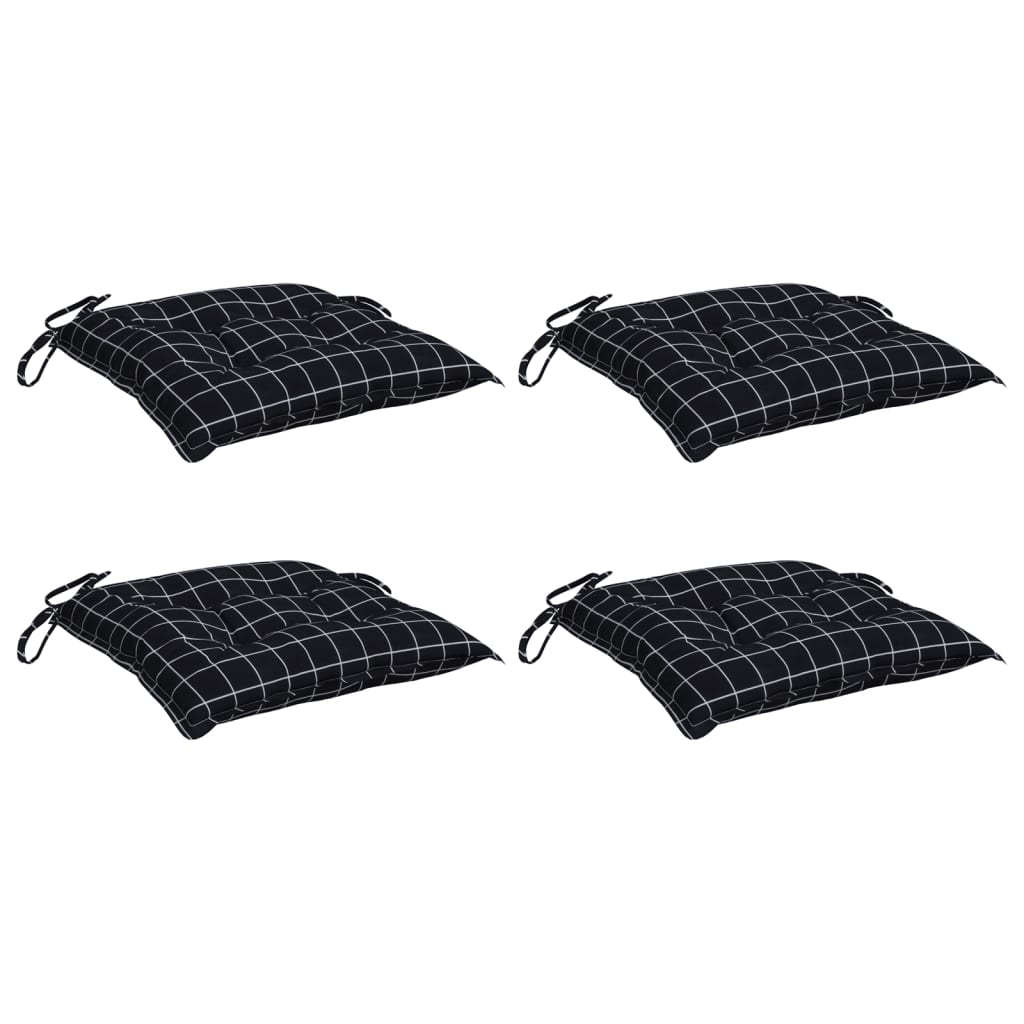 Cuscini per Sedia 4 pz Motivo a Quadri Nero 40x40x7 cm Tessuto - homemem39
