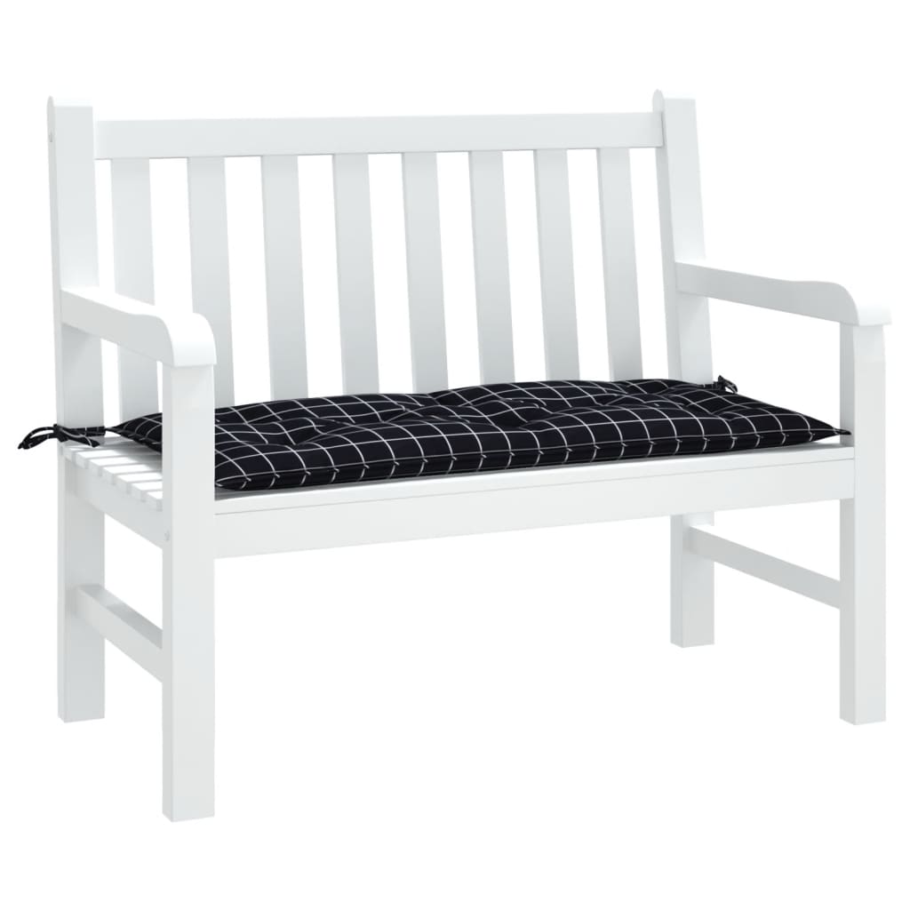 Cuscino per Panca a Quadri Neri 100x50x7 cm in Tessuto Oxford - homemem39