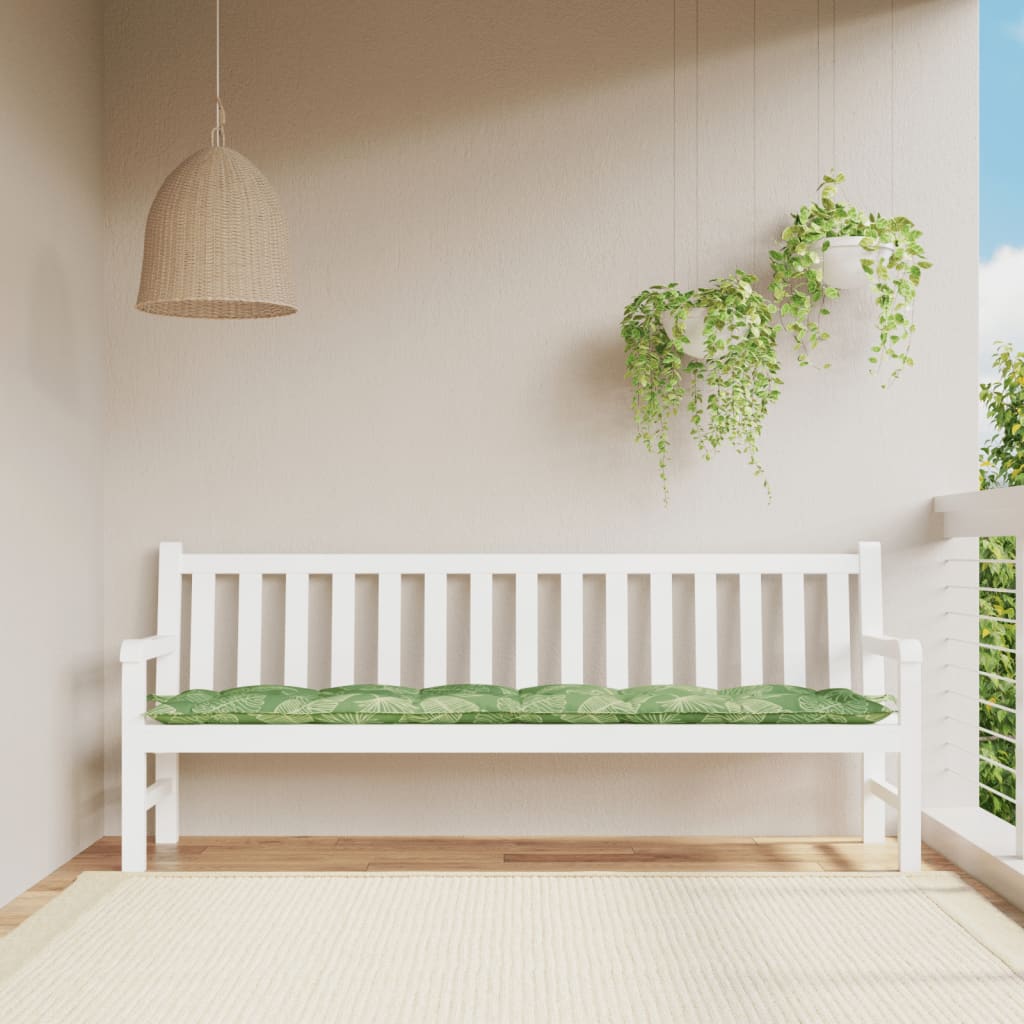 Cuscino Panca da Giardino Motivo a Foglie 200x50x7 cm Tessuto - homemem39