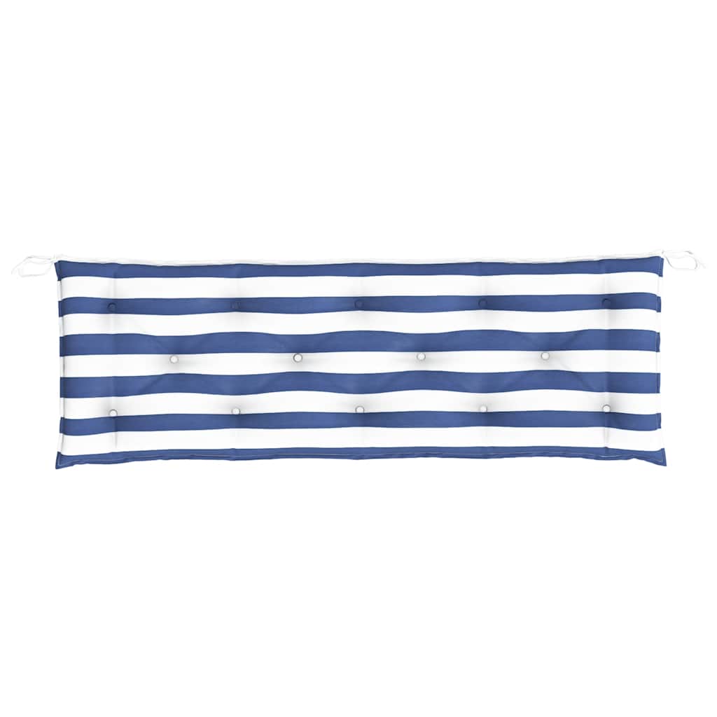Cuscini Panca Giardino 2pz Righe Bianche Blu 150x50x7cm Tessuto - homemem39