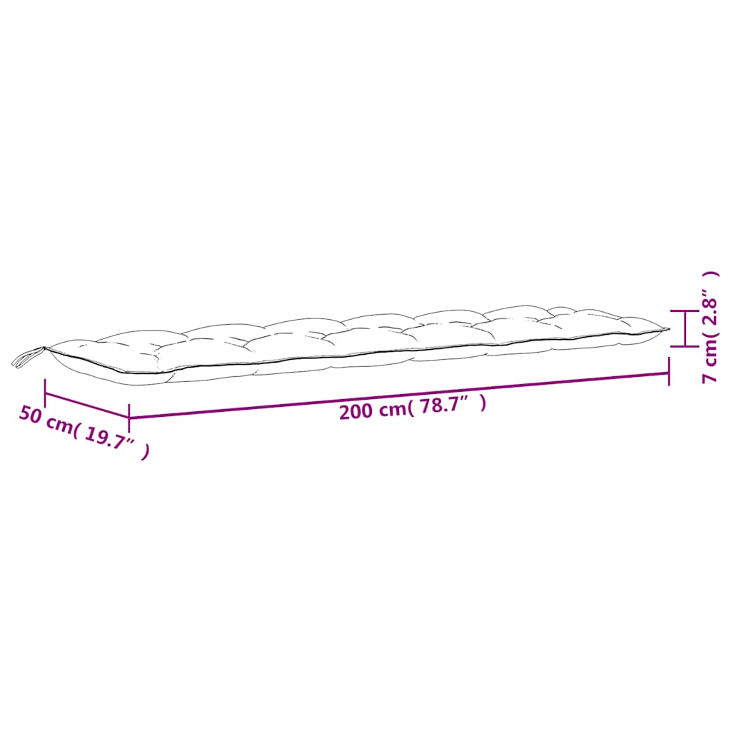 Cuscini per Panca da Giardino 2 pz Rosa 200x50x7 cm in Tessuto | homemem39