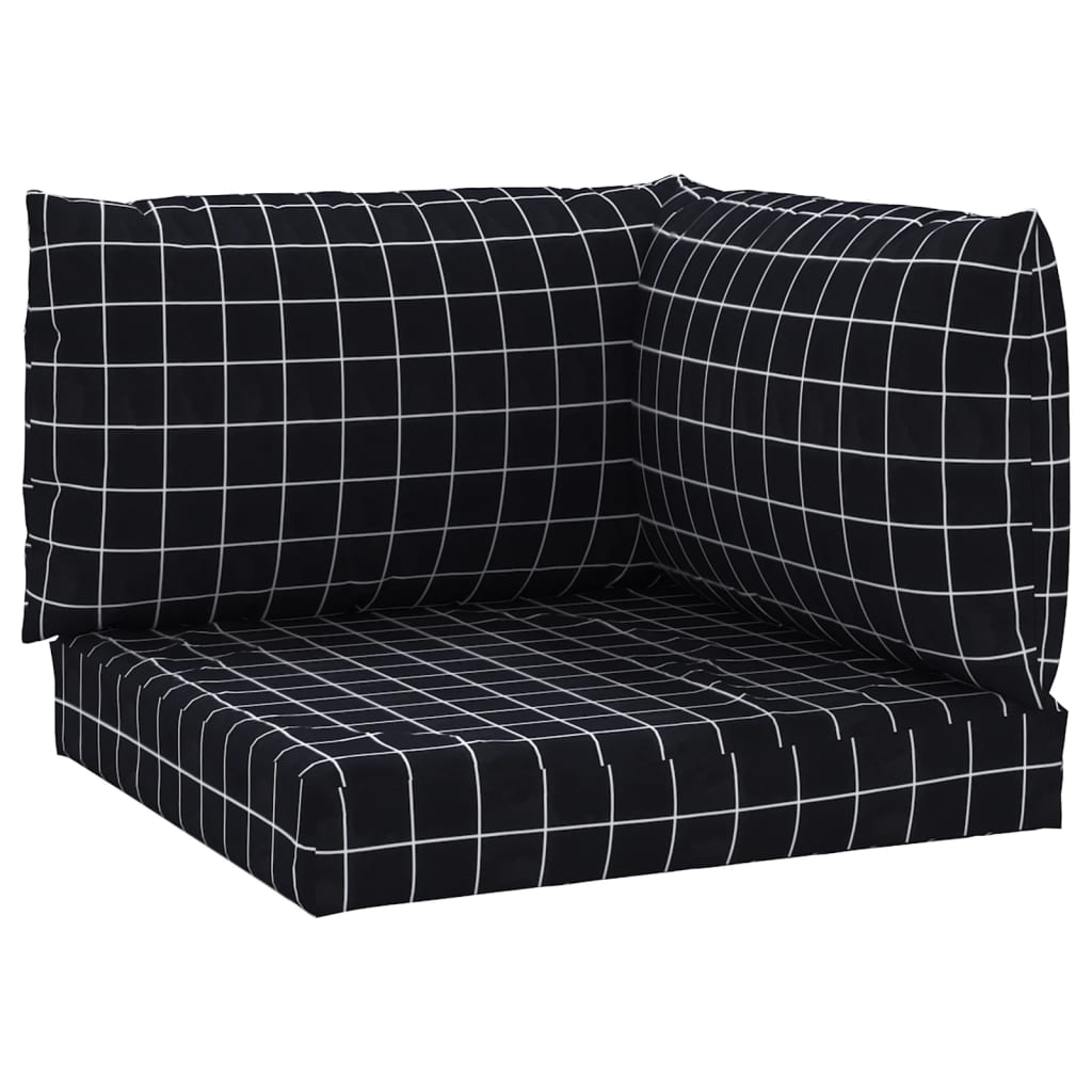 Cuscini per Pallet 3 pz Motivo a Quadri Nero in Tessuto Oxford - homemem39