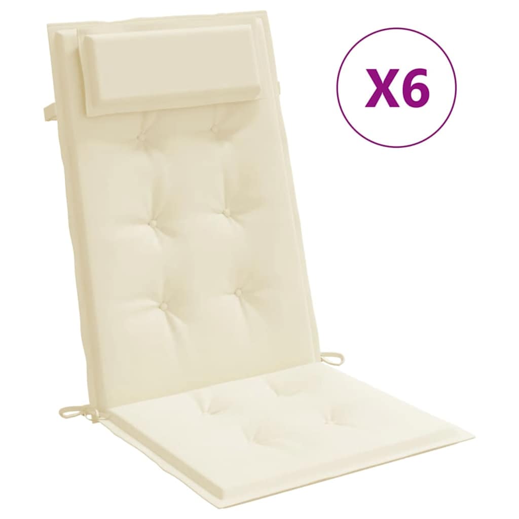 Cuscini per Sedia con Schienale Alto 6 pz Crema Tessuto Oxford - homemem39