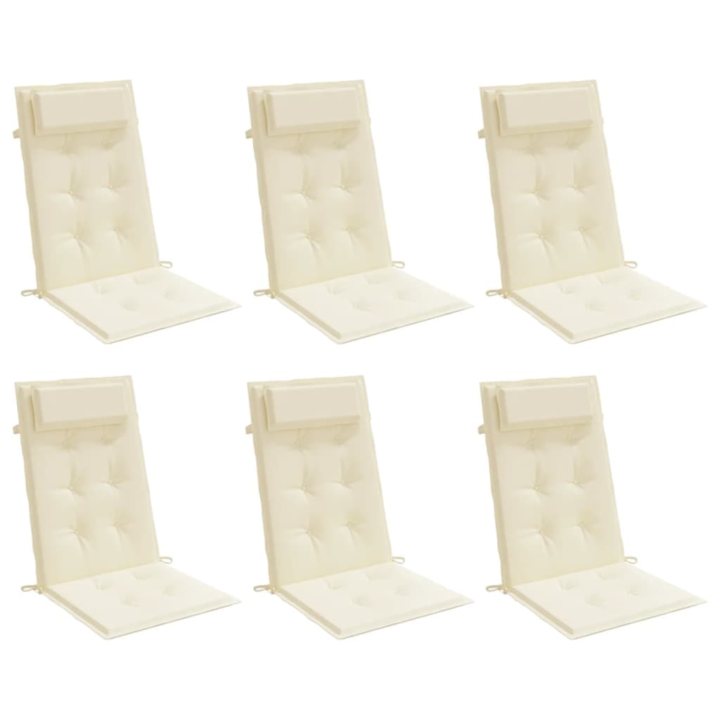 Cuscini per Sedia con Schienale Alto 6 pz Crema Tessuto Oxford - homemem39