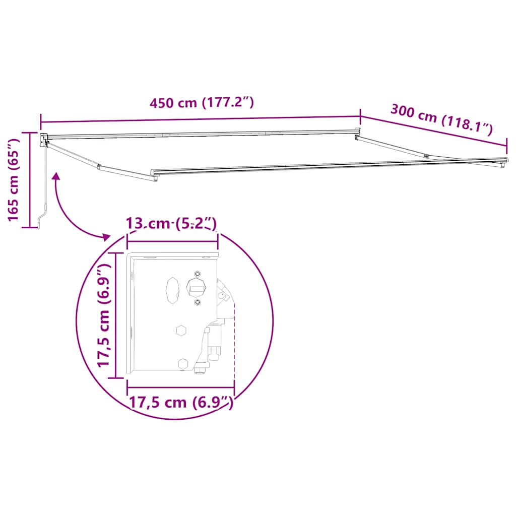 Tenda Retrattile Arancione Marrone 4,5x3 m Tessuto e Alluminio | homemem39